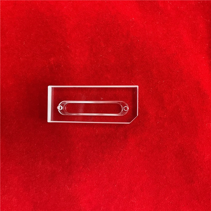 Cut Corner Customize Flow Quartz Cuvette Cell with Laser Drilling Hole