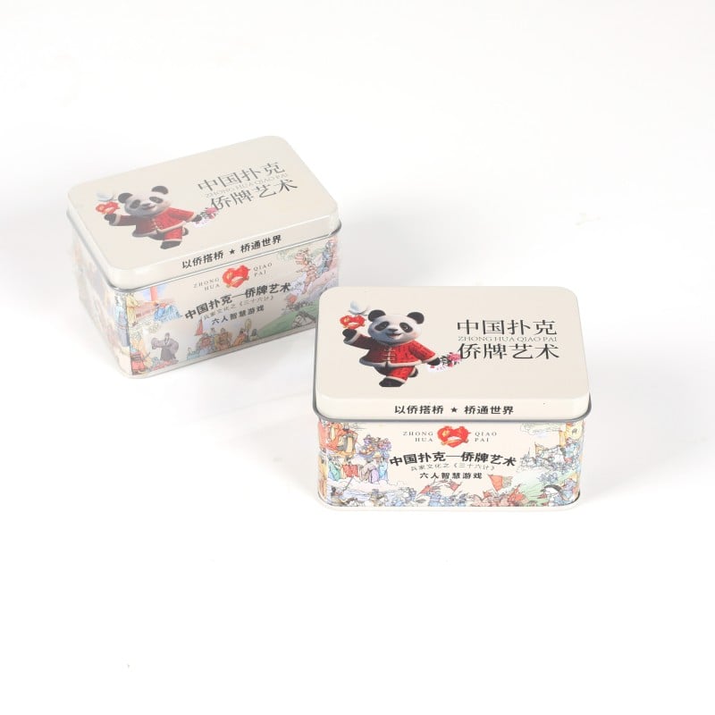 Panda-Themed Chinese Qiaopai Poker Storage Tin (6-Player Strategy Game)