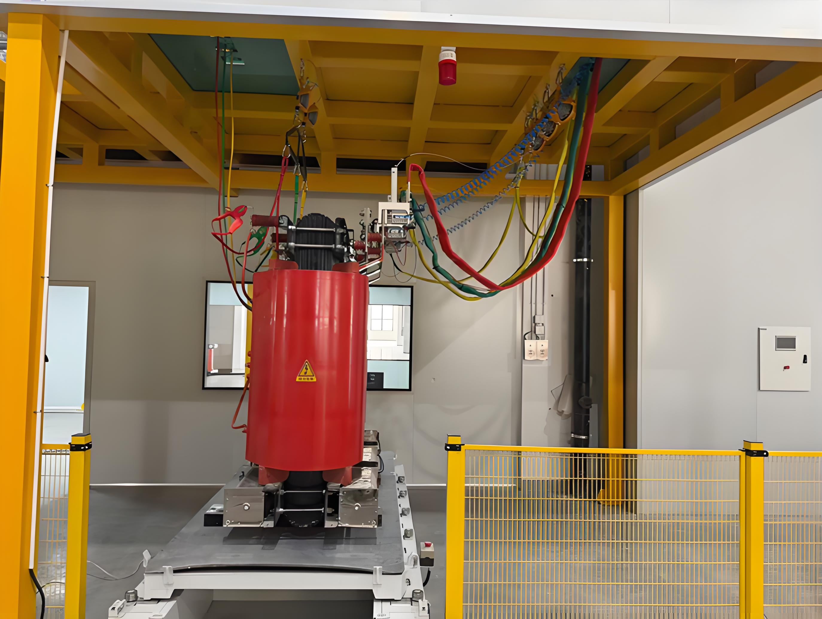 Super Automatic Distribution Transformer Test System for Wuxi Yinow Electric Equipment Co., Ltd.8th Intelligent Test Station (Part 1)Online Dry-Type Transformer One-Time Wiring Test System
