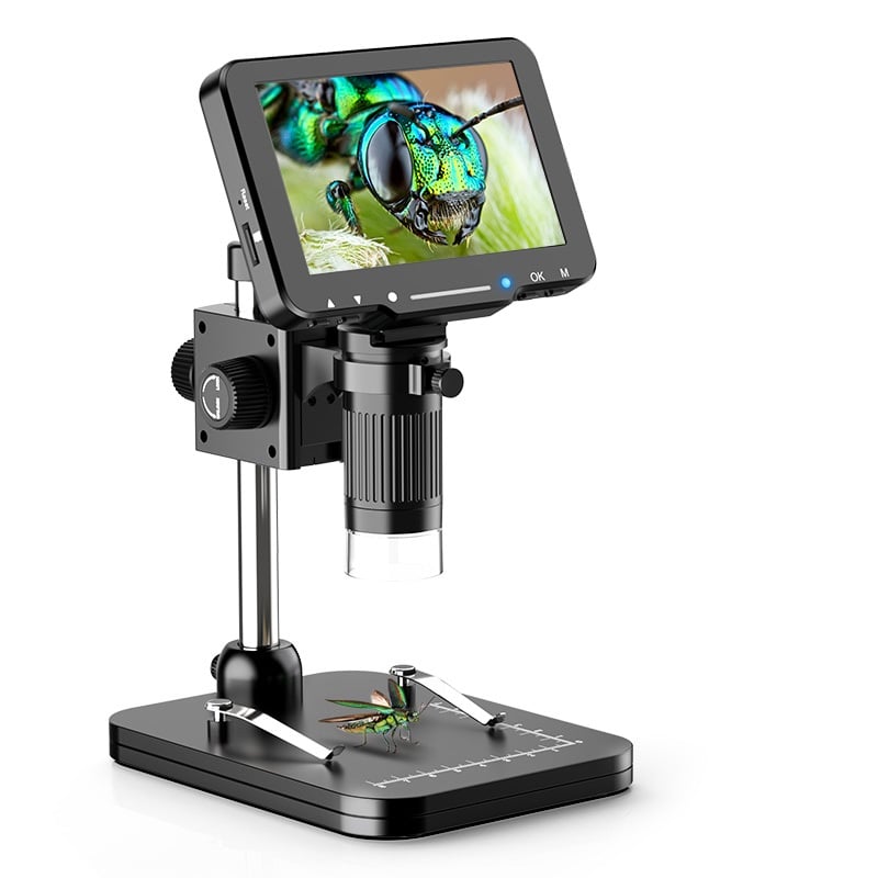  LP050 Soldering Microscope with 5-inch IPS Screen 1000X Coin Microscope for PCB, Plants, Coin