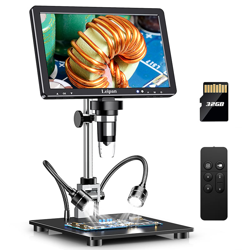 DM12 10.1-inch HDMI Digital Microscope 2000X Coin Microscope with 10 LEDs    