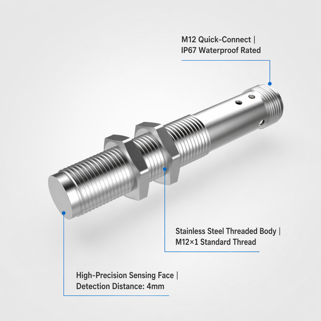 M12 Allmetallserie Flush Induktiv Näherungssensor