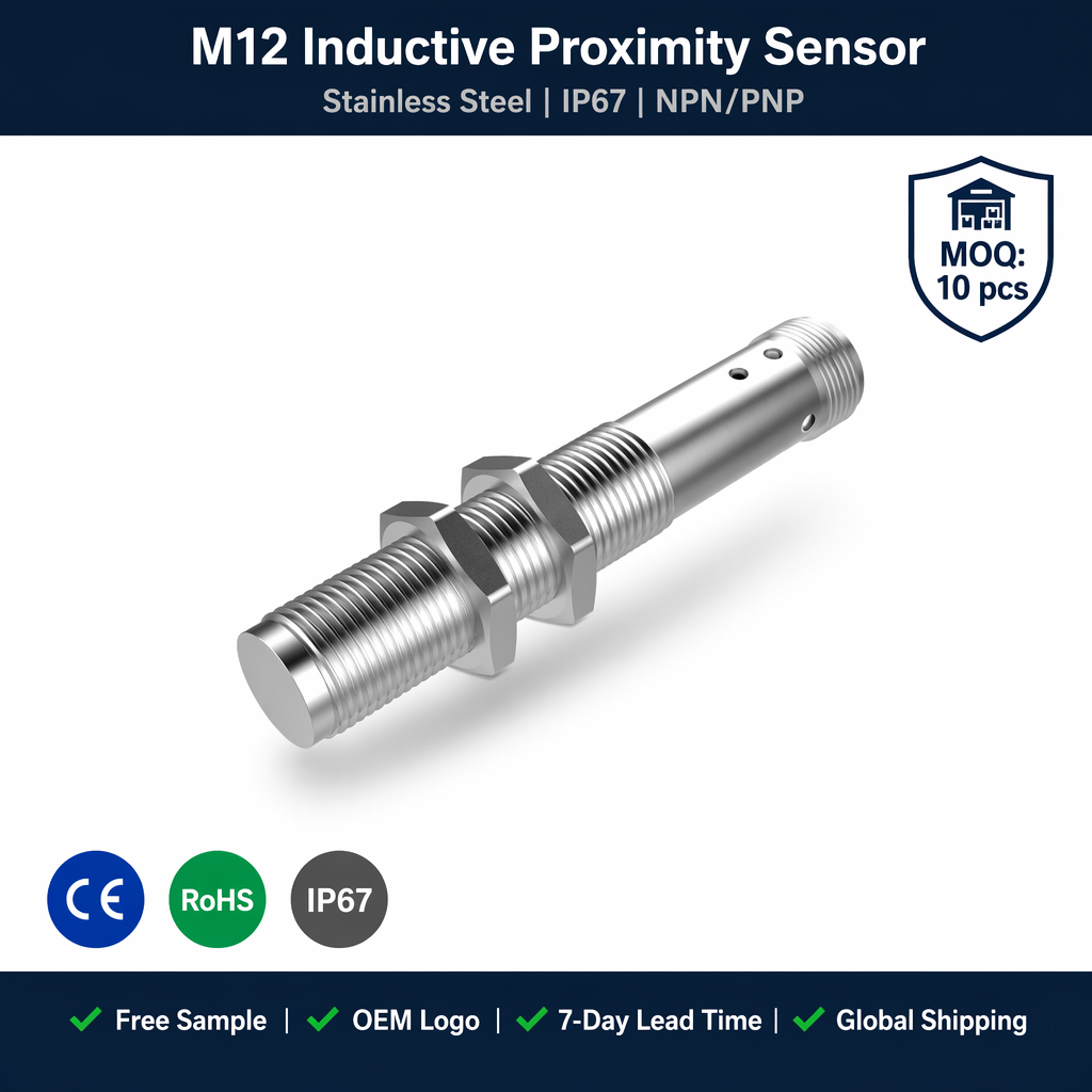M12 Allmetallserie Flush Induktiv Näherungssensor