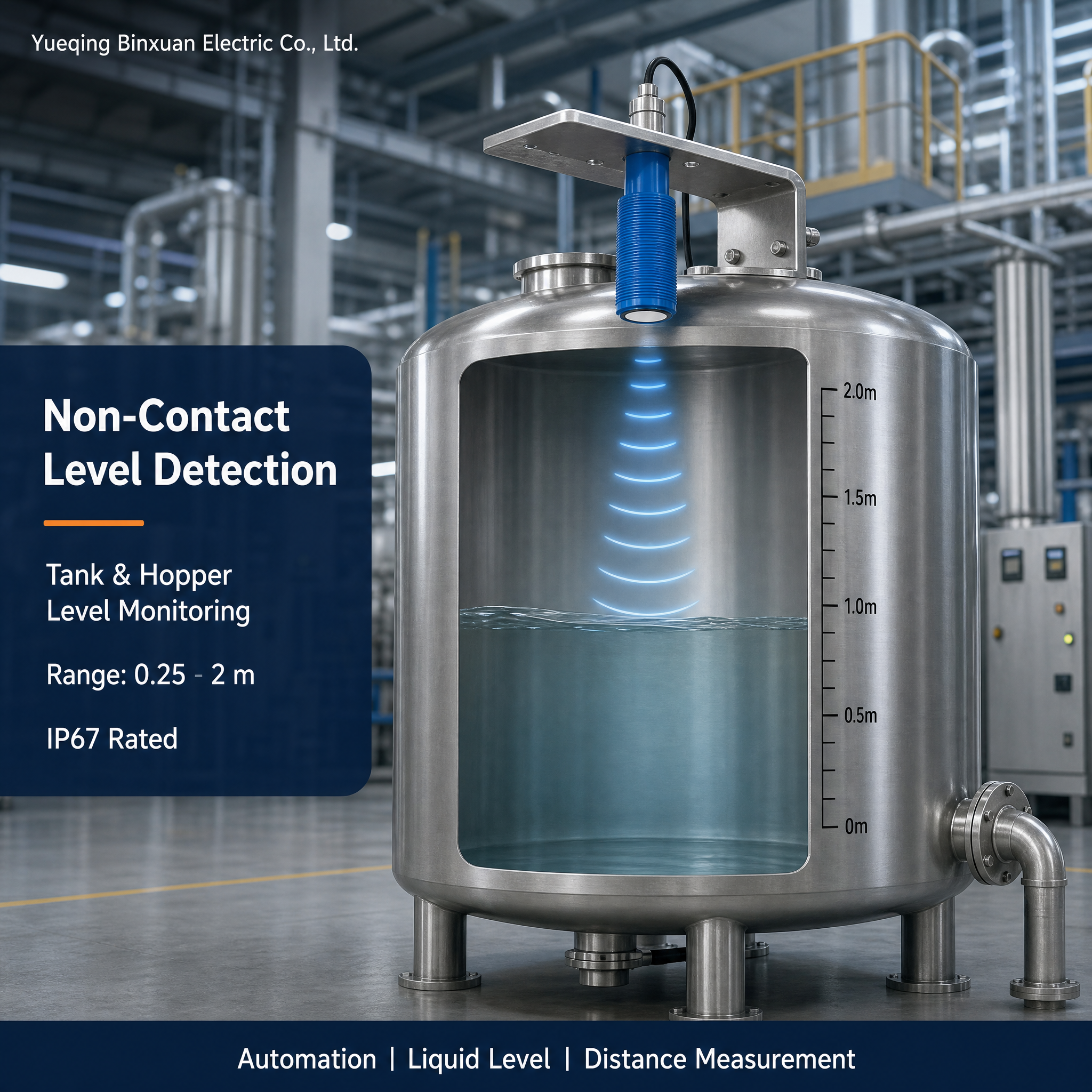 Sn：2m Plast sívalur ultrasonic skynjari