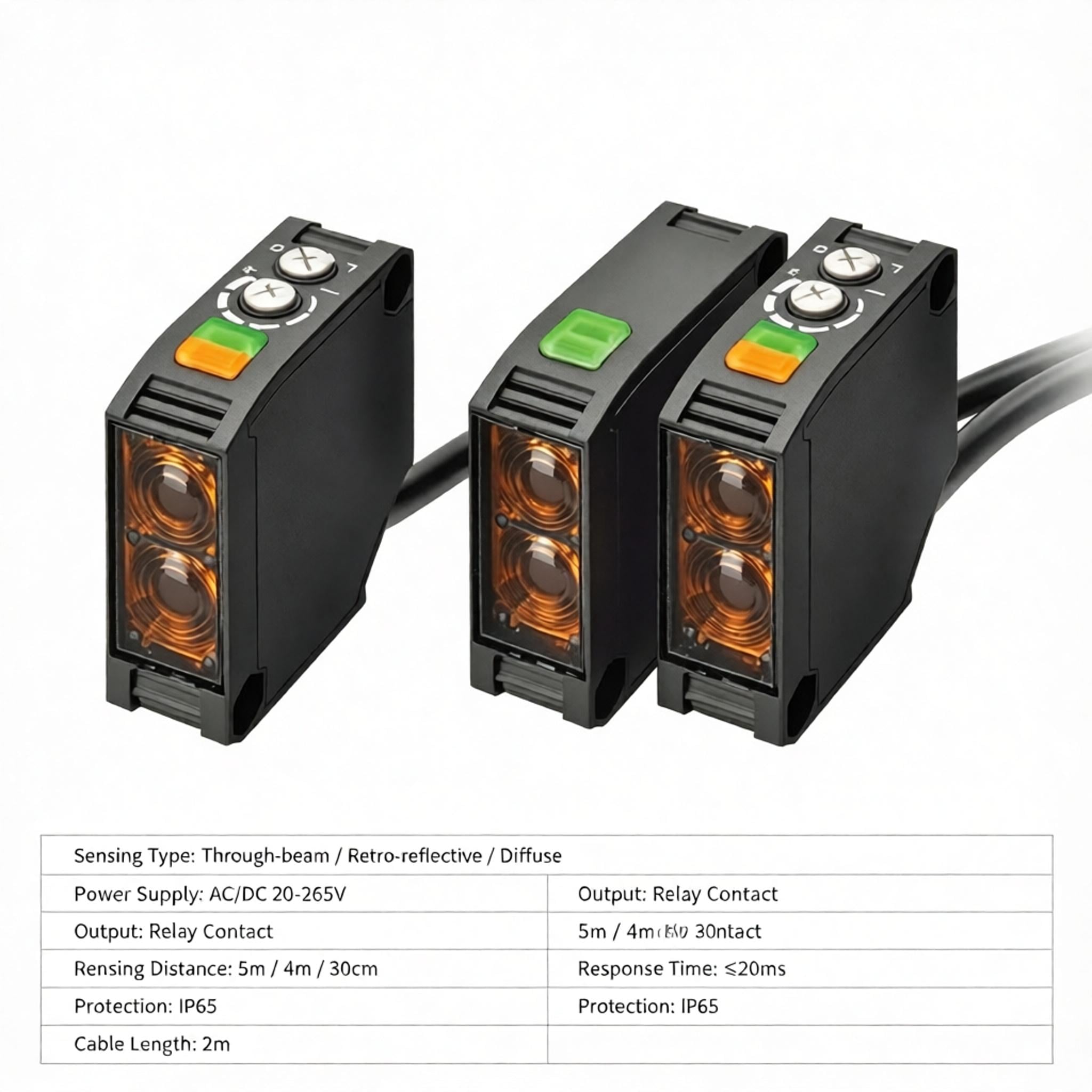 BPR Small Square Relay Output Sensor 3-Piece Kit 24-240V