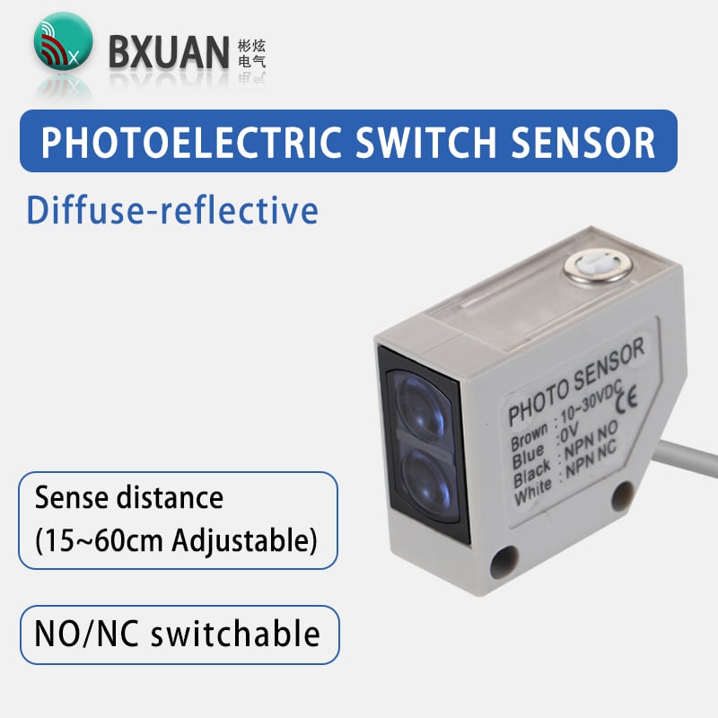 BPM Square Diffuse fotoelektrisk sensor NPN/PNP 10–30 VDC