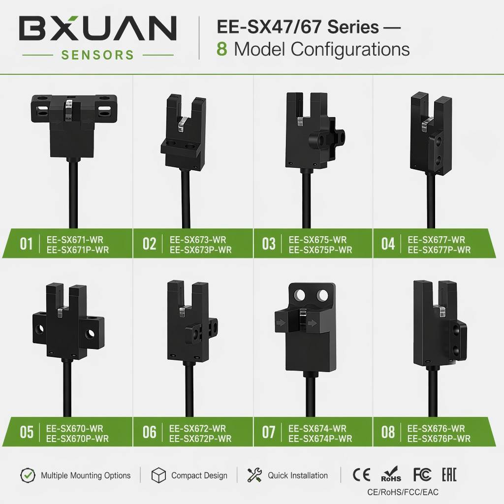 EE-SX67 U-laga skurður ljósgeislasensill 5–24 V jafnstraum L-Á/ D-Á