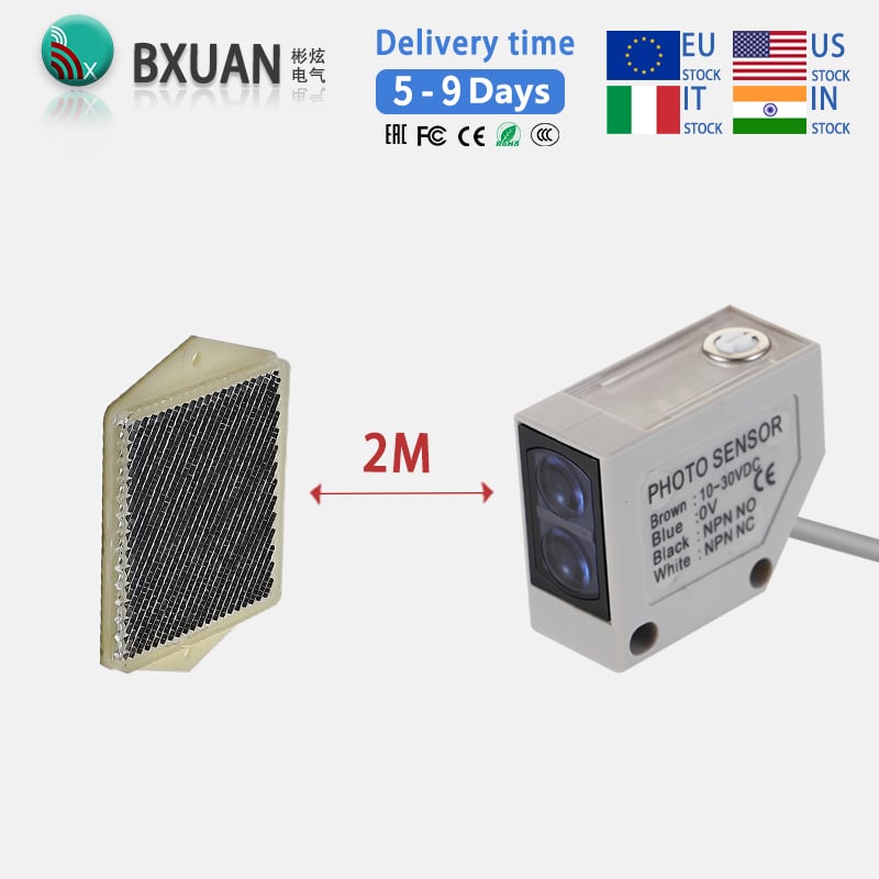 BPM Square Diffuse fotoelektrisk sensor NPN/PNP 10–30 VDC