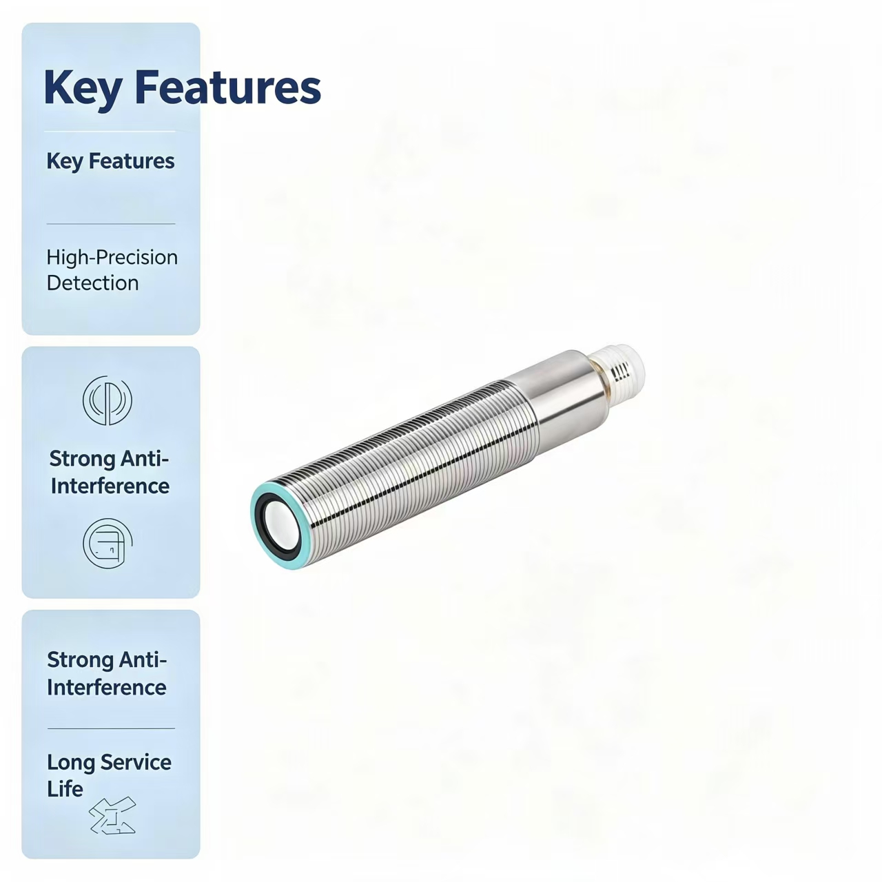 M18 Right Angle Ultrasonic Sensor 300mm Short Body IP65