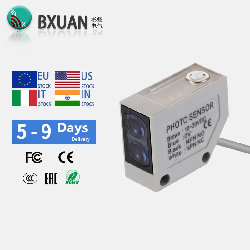 BPM Square Diffuse fotoelektrisk sensor NPN/PNP 10–30 VDC