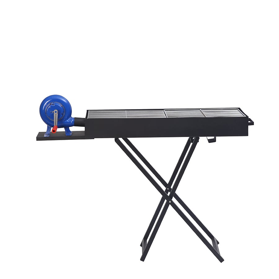 Portable Charcoal BBQ Grill with Hand Crank Blower & Foldable Stand