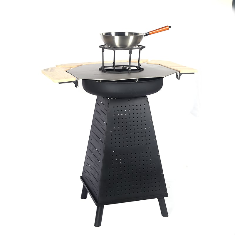 Multi-Functional Outdoor Fire Pit & BBQ Grill with Skewer Rack