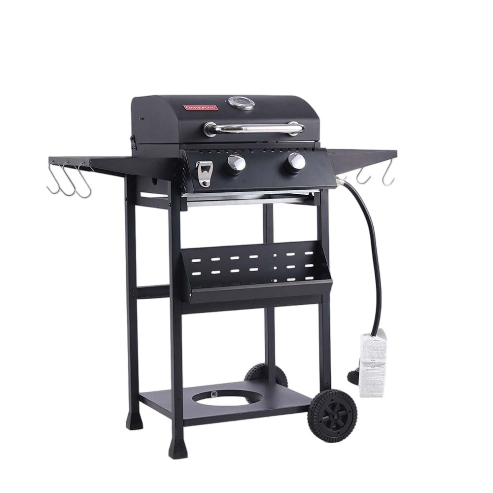2-Burner Propane Gas Grill with Side Shelves, Bottle Opener & Storage Rack