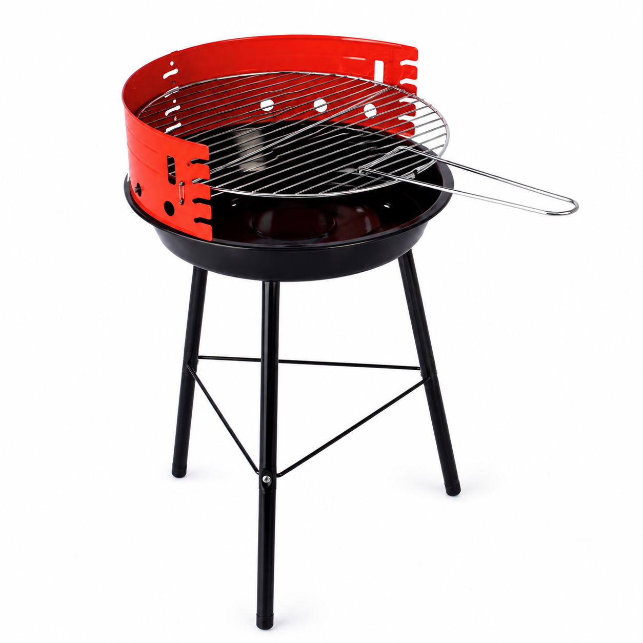 Adjustable Round Charcoal Grill with Wind Shields