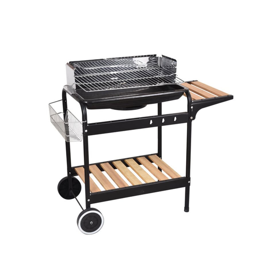 Portable Wheeled Charcoal BBQ Grill Cart with Side Tables & Storage