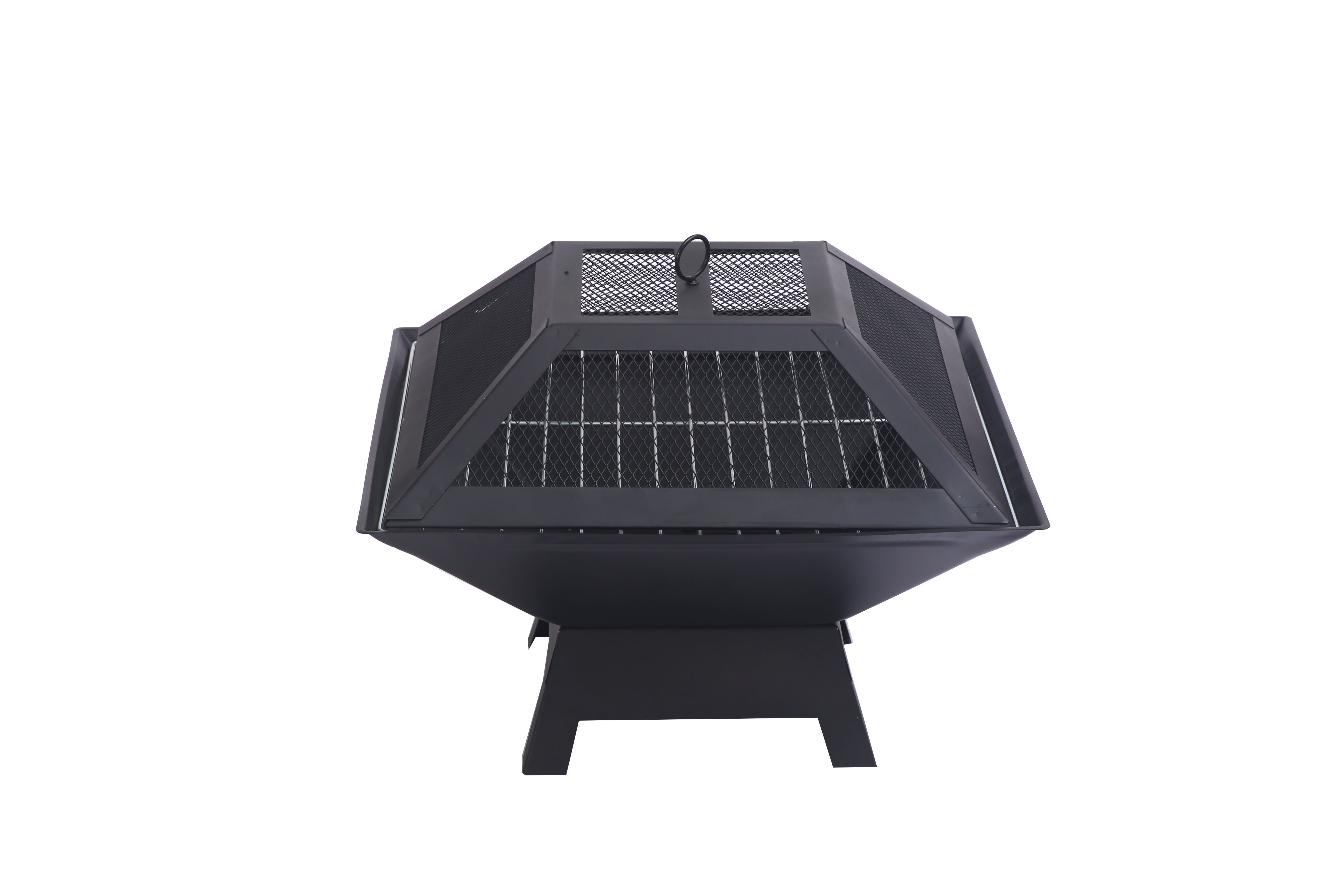 Outdoor Multi-Functional Square Fire Pit & BBQ Grill
