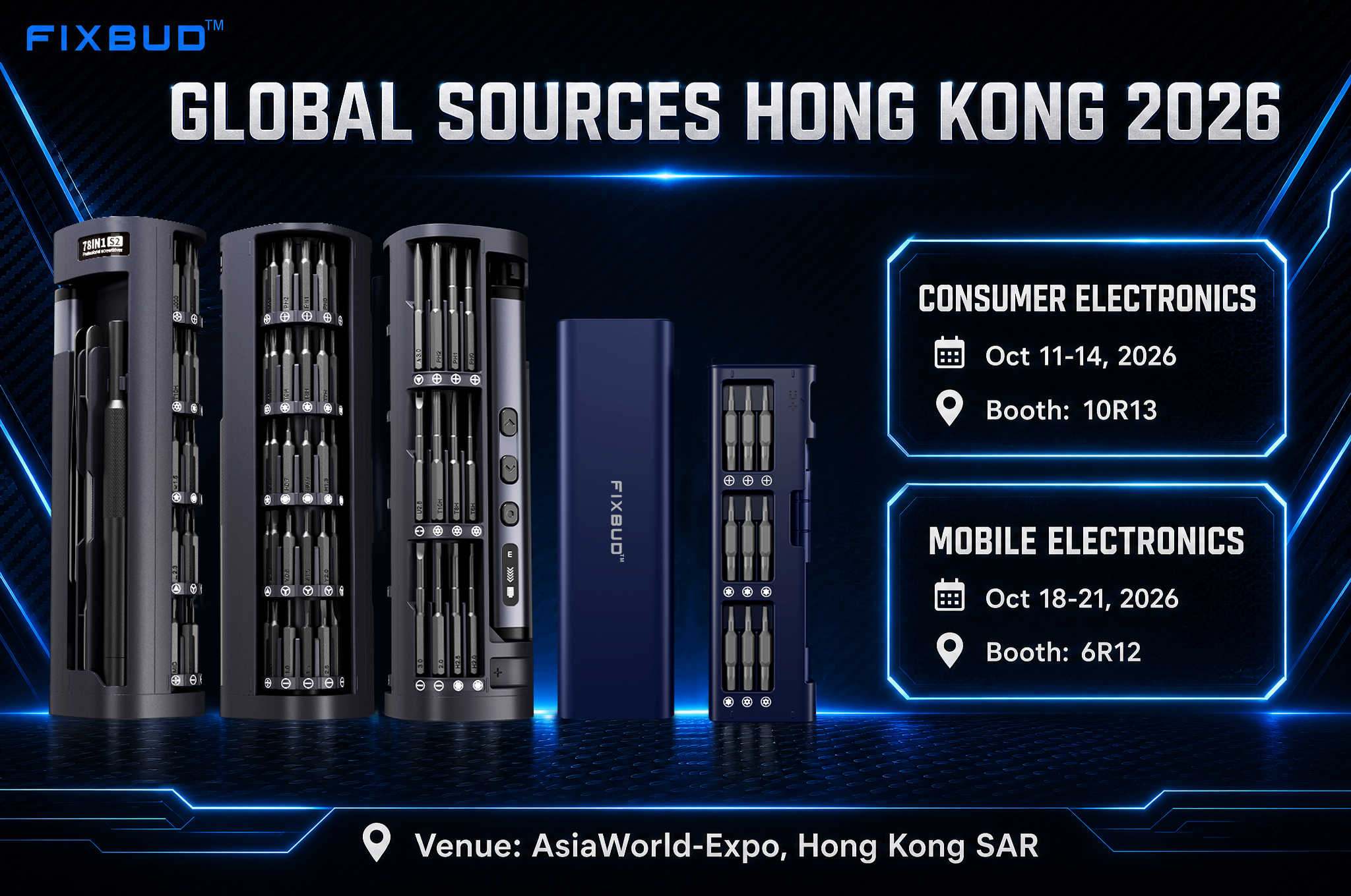 FIXBUD zaprezentuje zestawy śrubokrętów oraz nowe produkty na targach Global Sources Hongkong 2026