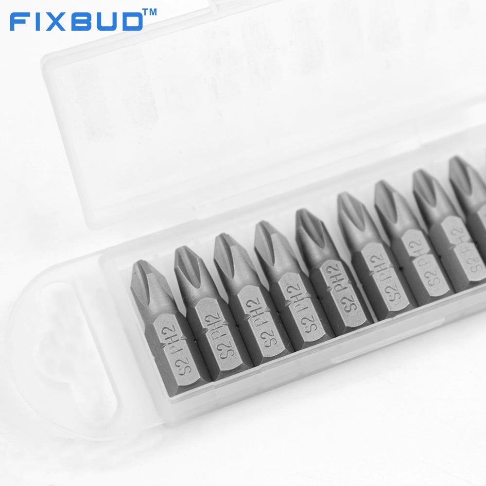 10 bitar PH2 Phillips skrúfjárnabit, 25 mm, segulmagns S2 legering, 1/4'' sexkantafturfót, áhrifavirkt bitasafn