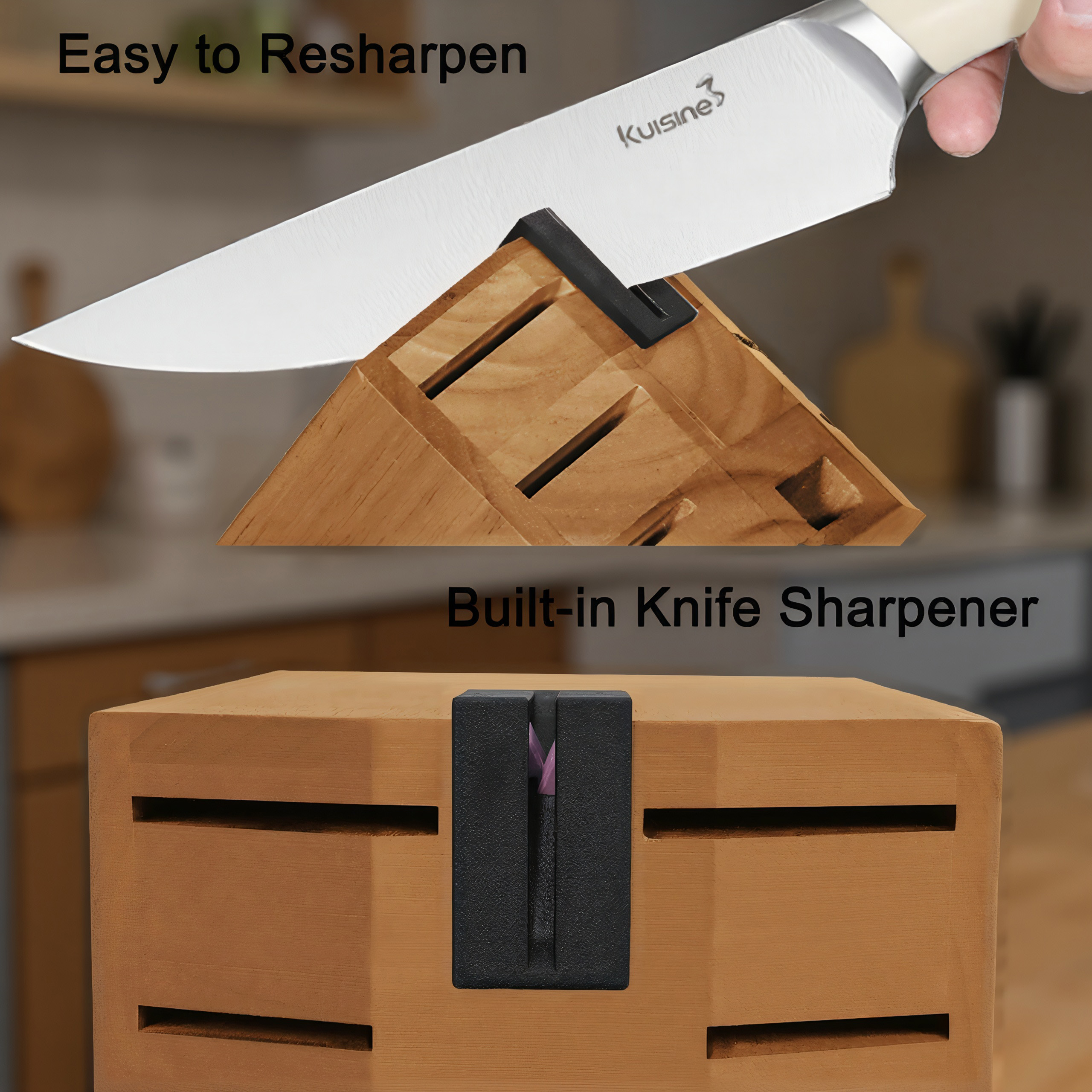 Why built-in sharpener knife block set is popular?