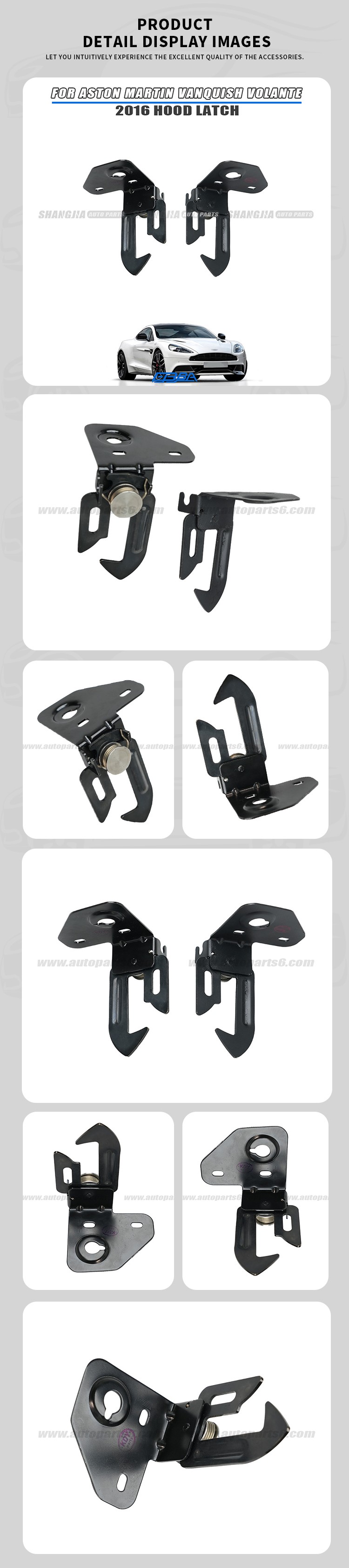 Aston Martin Vanquish Volante 2016 hood latch OEM used dismantled part LH DD43-16B768-AD RH DD43-16B769-AD
