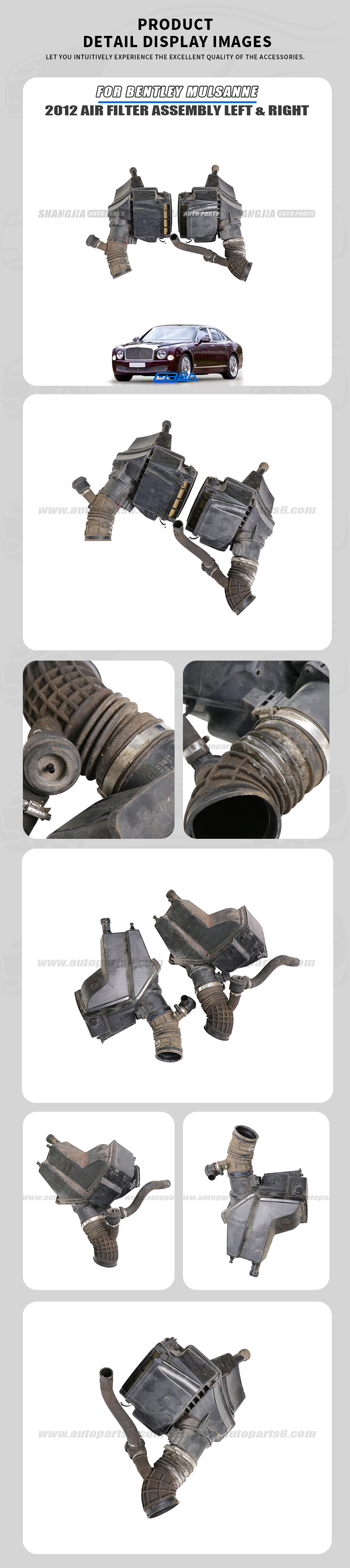 Bentley Mulsanne 2012 air filter housing assembly OEM used dismantled part LH 3Y0129567C 3Y0129620 RH 3Y0129568C 3Y0129620