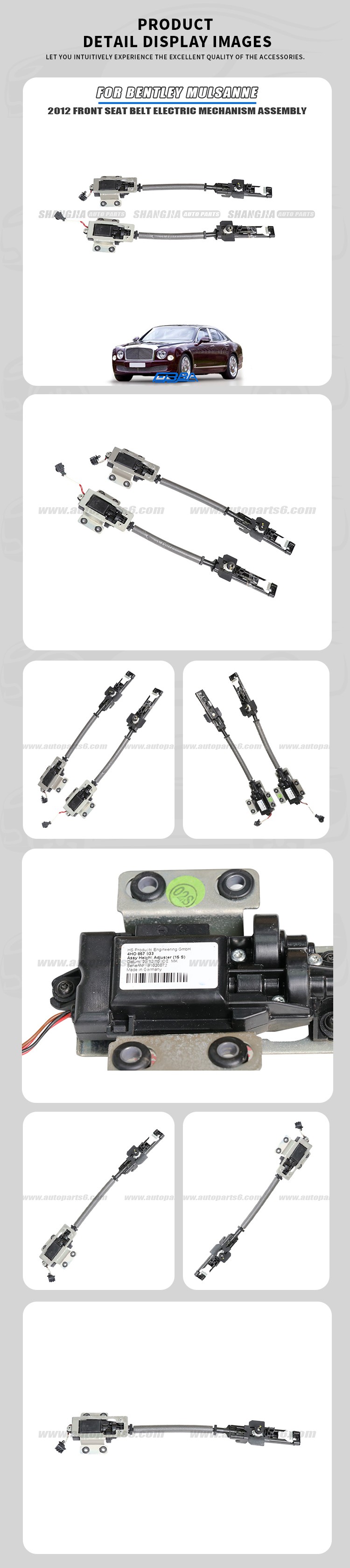 Bentley Mulsanne 2012 front seat belt electric mechanism assembly OEM used dismantled part 3Y5880365A 3Y5880366A