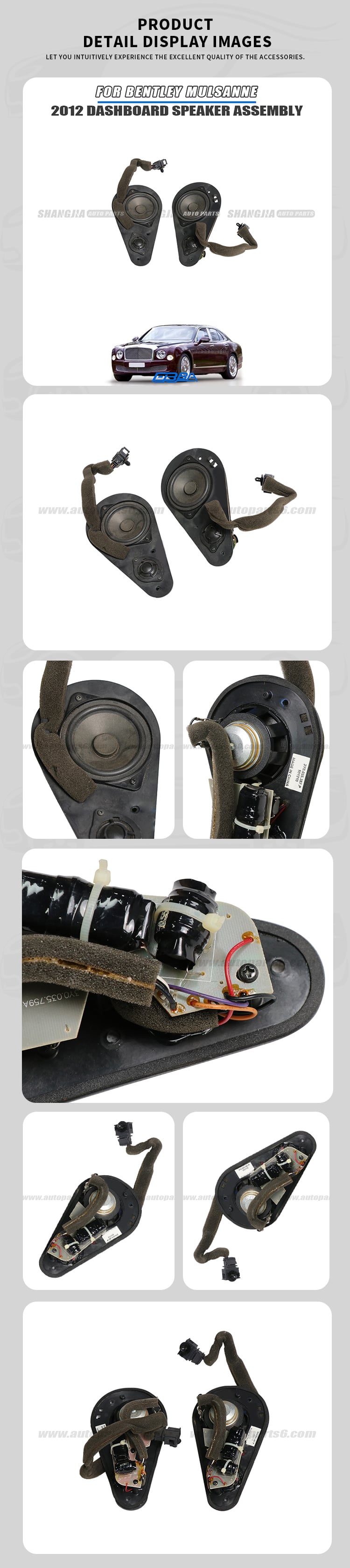 Bentley Mulsanne 2012 dashboard speaker assembly LH 3Y0035387P RH 3Y0035388P used OEM dismantled part