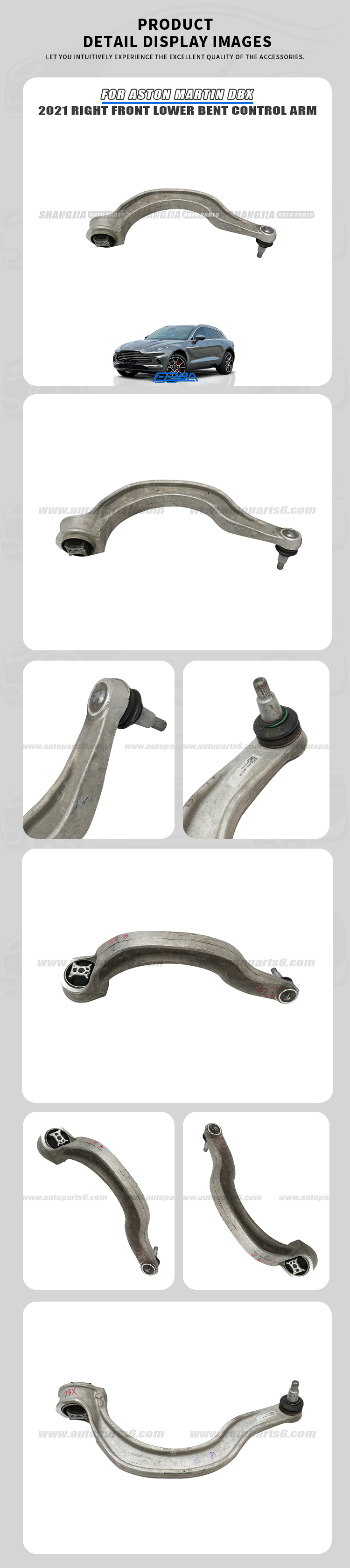 Aston Martin DBX 2021 right front lower curved control arm OEM used dismantled part