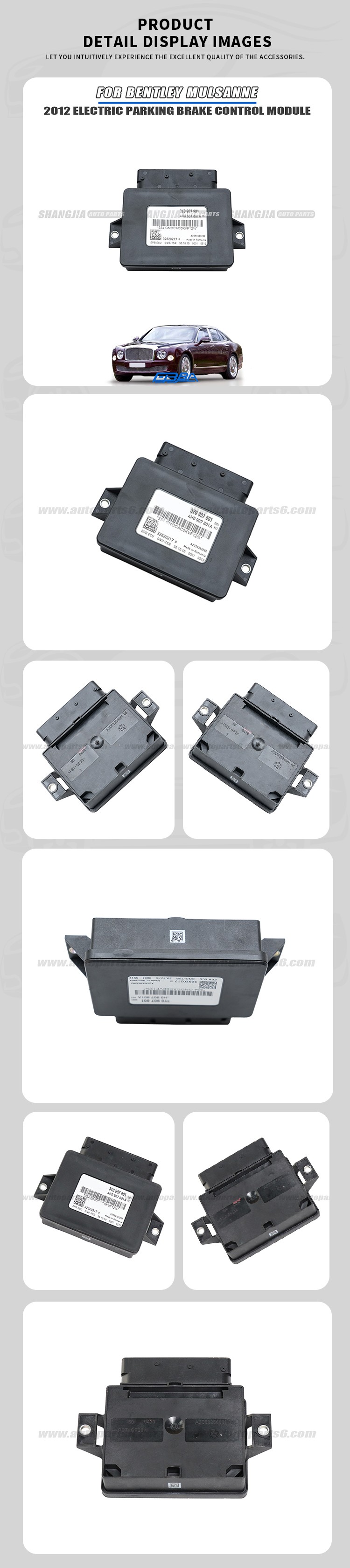 Bentley Mulsanne 2012 electric parking brake control module OEM used dismantled part 3Y0907801