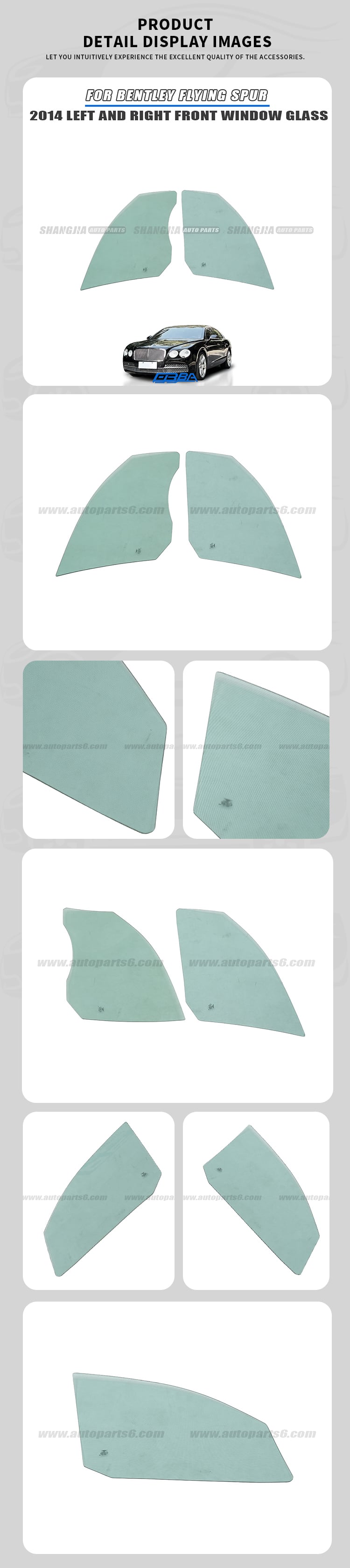 Bentley Flying Spur 2014 front left and right door window glass aftermarket replacement part