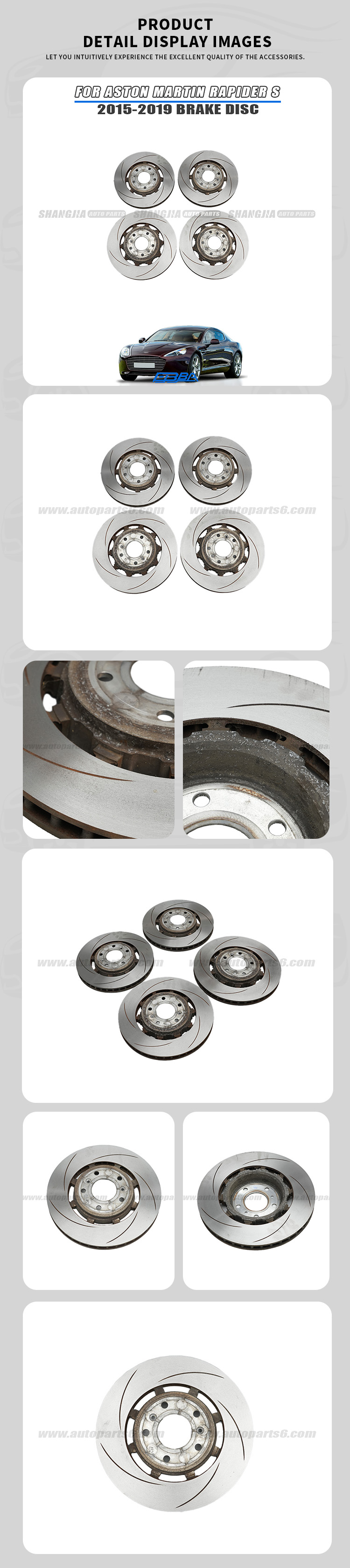 Aston Martin Rapide S 2015-2019 front and rear brake disc rotor AD43-1125-AB AD43-2C026-AC used OEM dismantled part