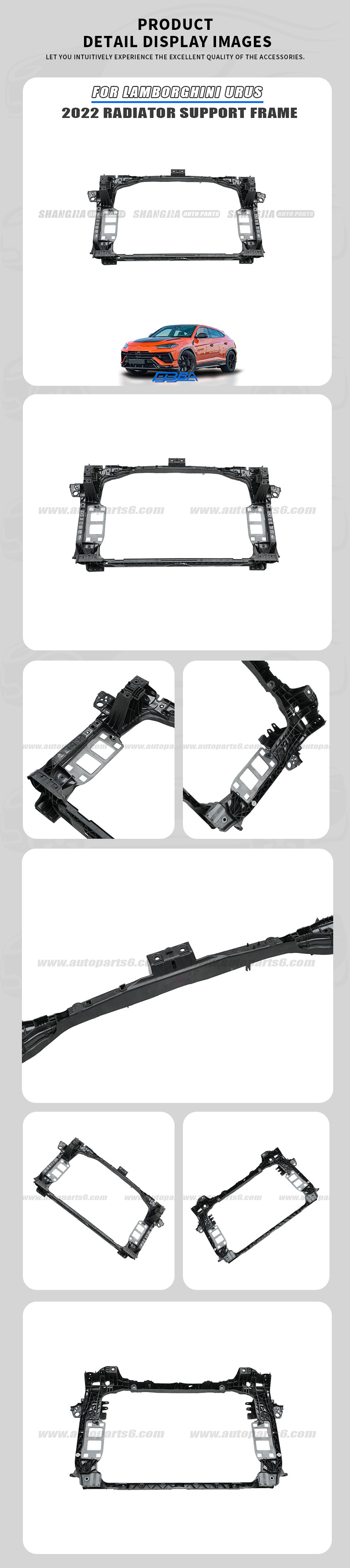 Lamborghini Urus 2022 front radiator support frame genuine OEM used dismantled replacement part