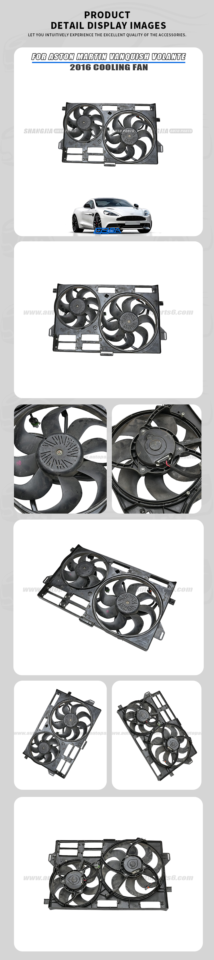 Aston Martin Vanquish Volante 2016 cooling fan assembly OEM used dismantled part