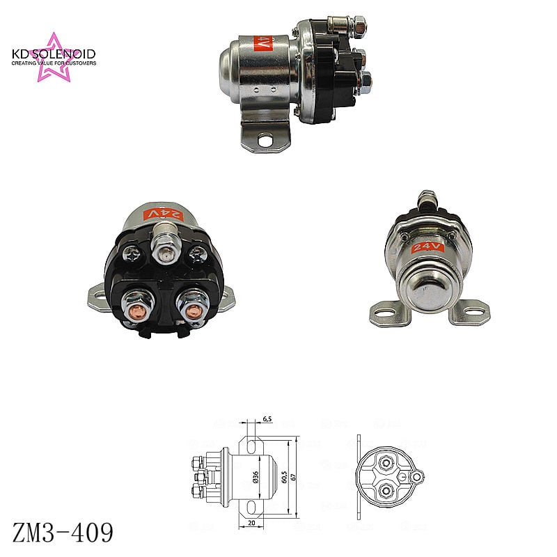 3–409-es indítószolenoid, 24 V, nagy terhelésre tervezett csere-solenoidkapcsoló