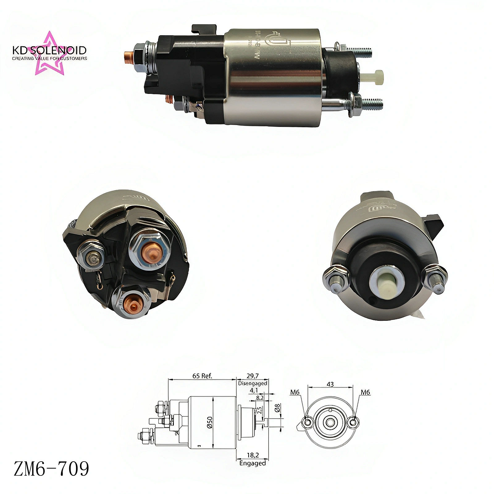 ZM6-709 시동기 솔레노이드 스위치 | 12V 자동차 교체 부품