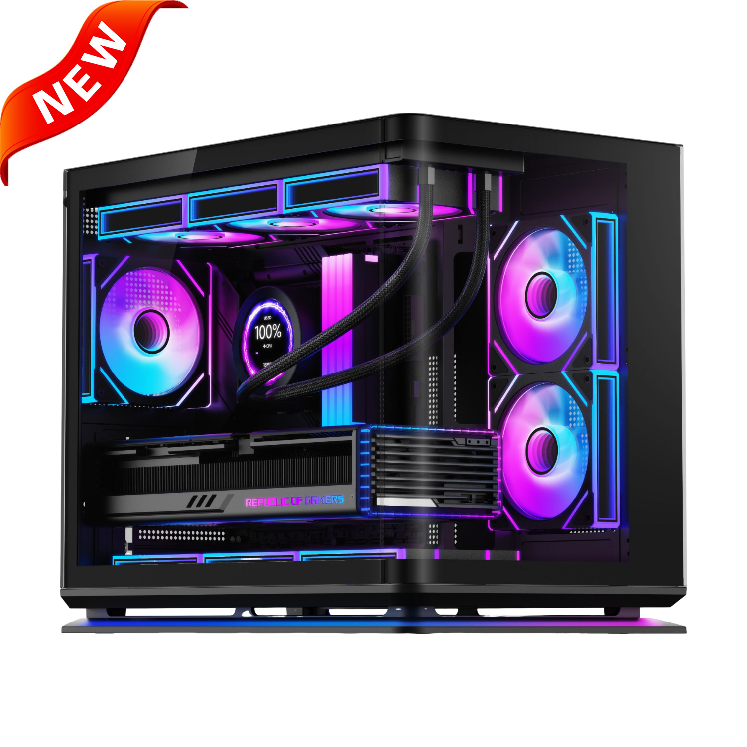 2806M Compact Panoramic Micro ATX PC Case with ARGB Light Strip