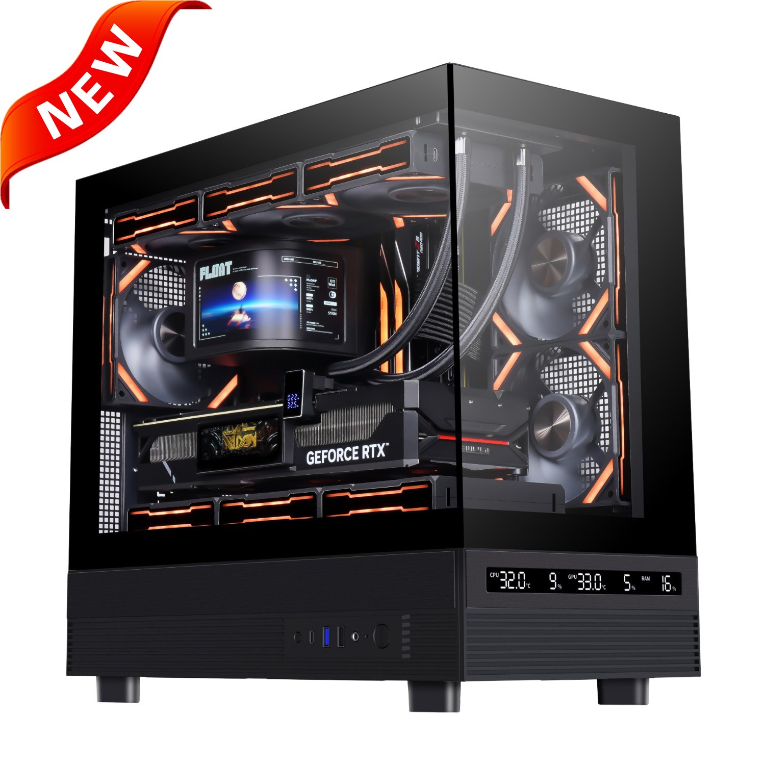 2221M MATX PC Case with Digital Display