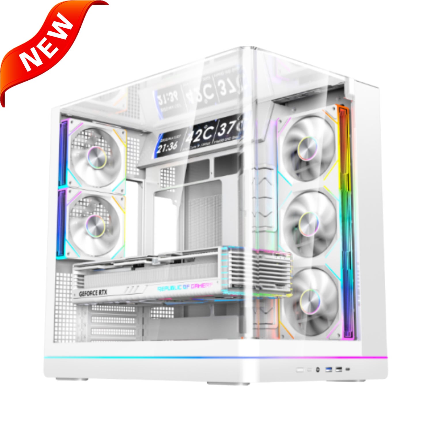 447AR Curved Panoramic ATX Gaming PC Case with Curved Glass Corner (3-Side Tempered Glass Edition Available)