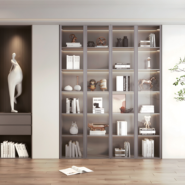 20mm Integrated Edge-Pull Glass Bookcase Door