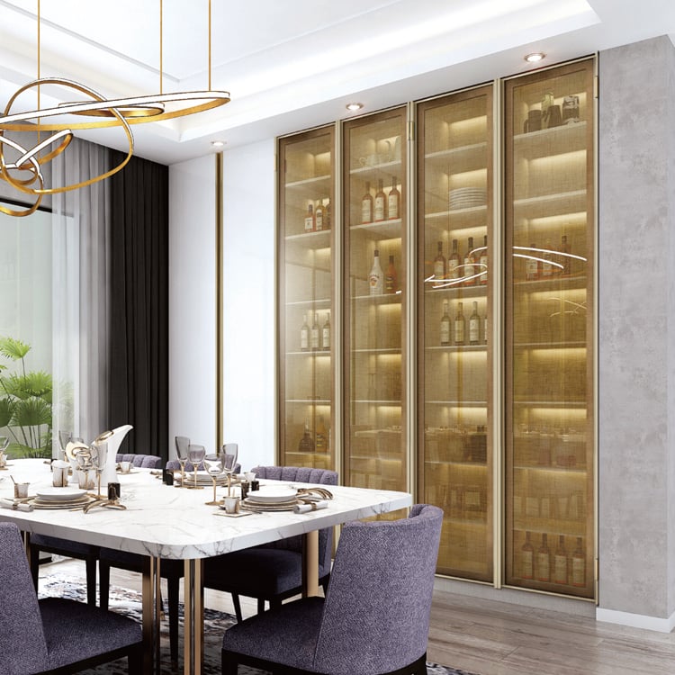 270° Pin-Hinge Wine Cabinet Door with Textured Insert