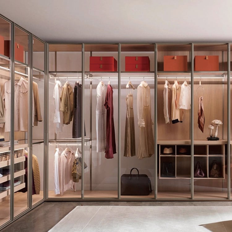 270° Pin-Hinge Grid Glass Wardrobe Door