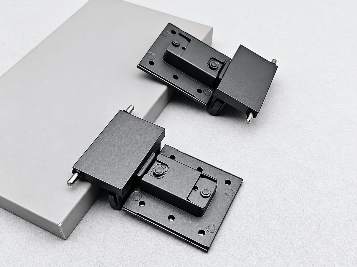 Concealed pivot pin hinges for a matching aluminum glass door system