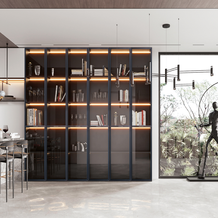 20mm Mid-Rail Glass Bookcase Door with Integrated Pull