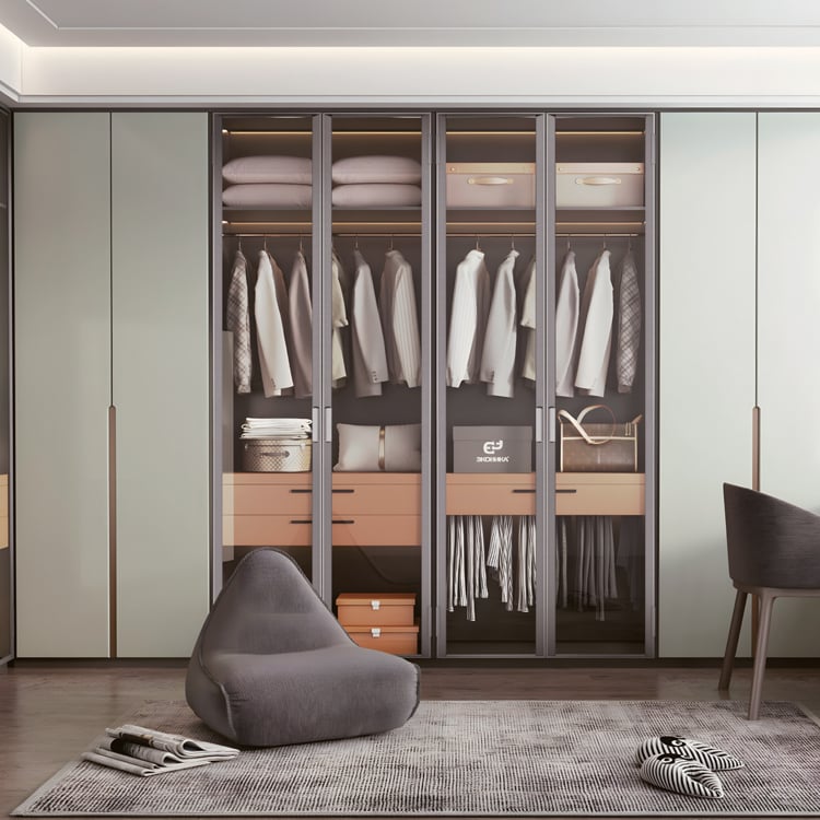 25mm Rounded-Bevel Glass Wardrobe Door with 180° Opening