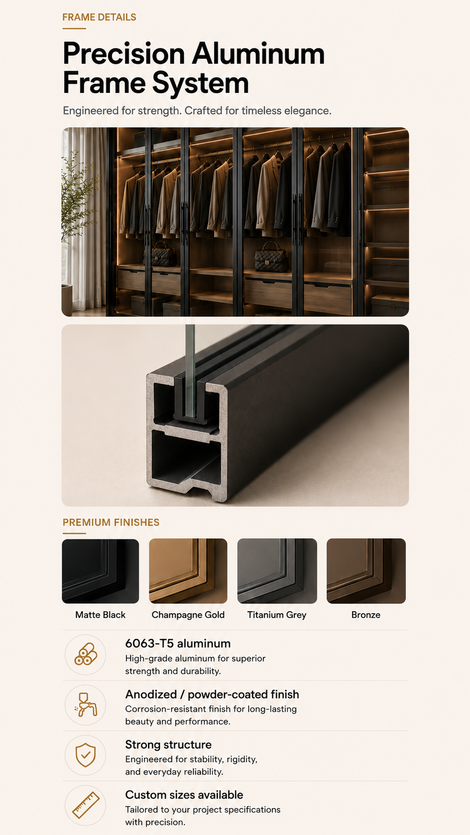Ultra slim aluminum frame system mobile version