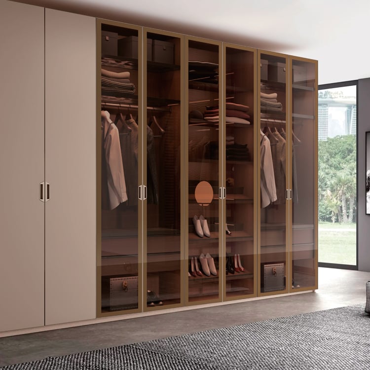 Frameless-Look Aluminum Glass Wardrobe Door with Recessed Pull