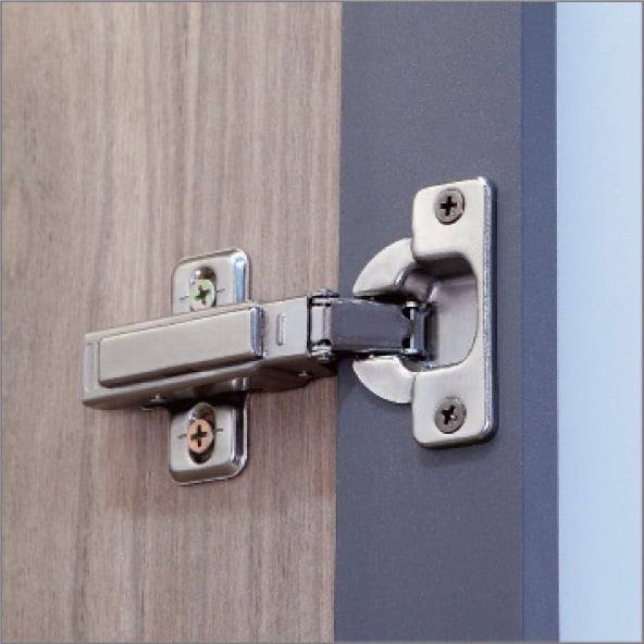 35mm cup hinge installed on the 48mm integrated-pull frame - installation reference