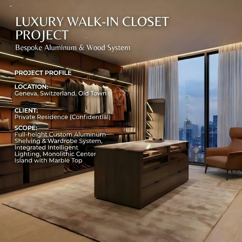 Custom Modular Aluminum Walk-In Closet with Center Island