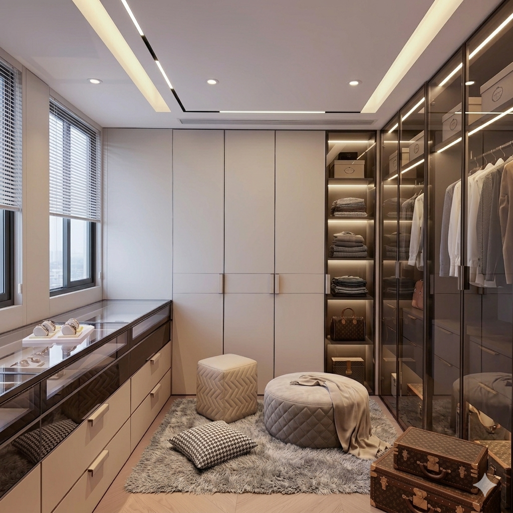 Custom Leather Wardrobe Doors for Luxury Walk-In Closets
