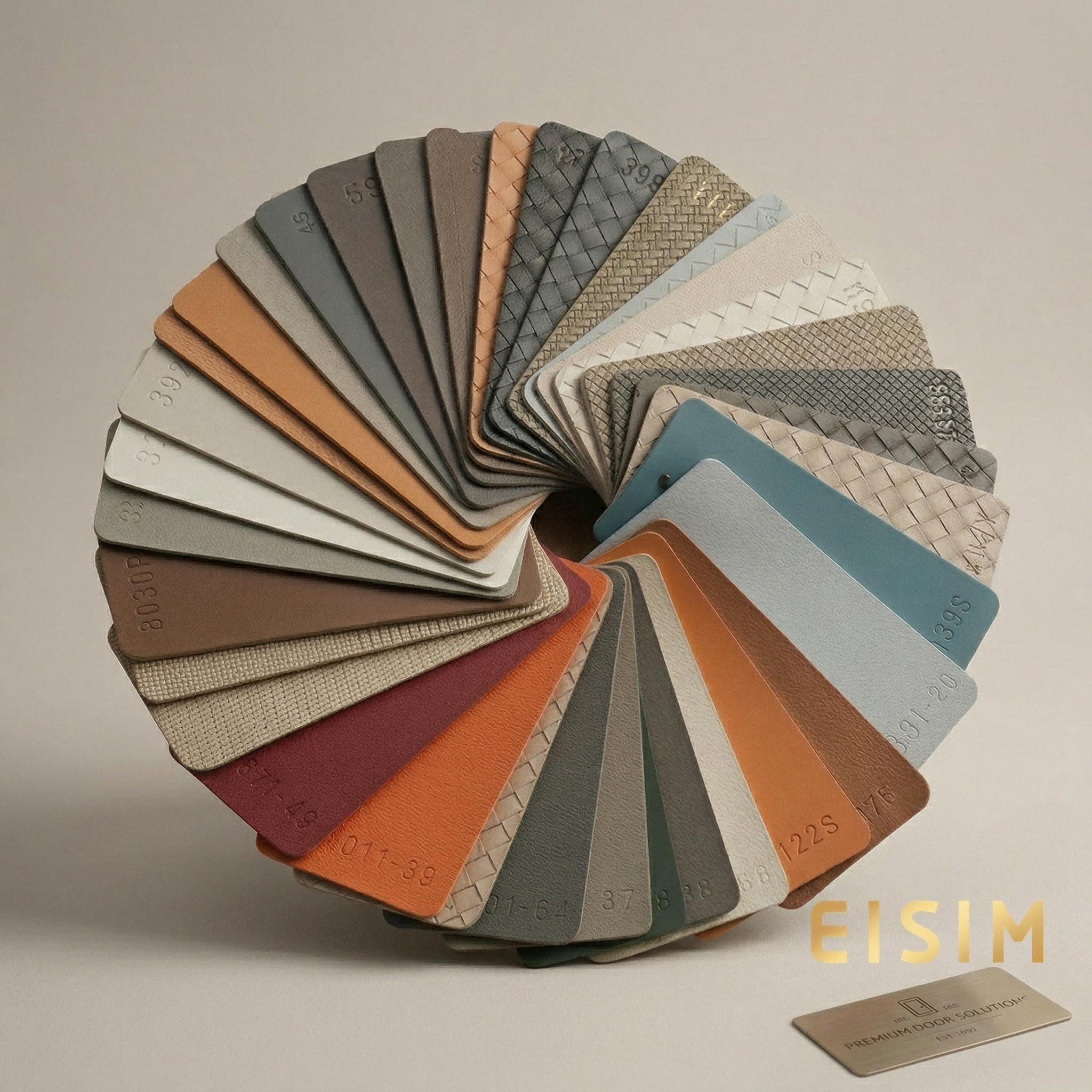 Custom leather color swatches for wardrobe doors and cabinet panels